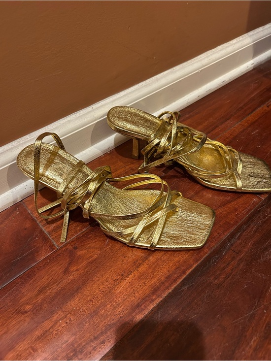 Zara Shoes - Zara Gold Strappy Heeled Sandals for Women